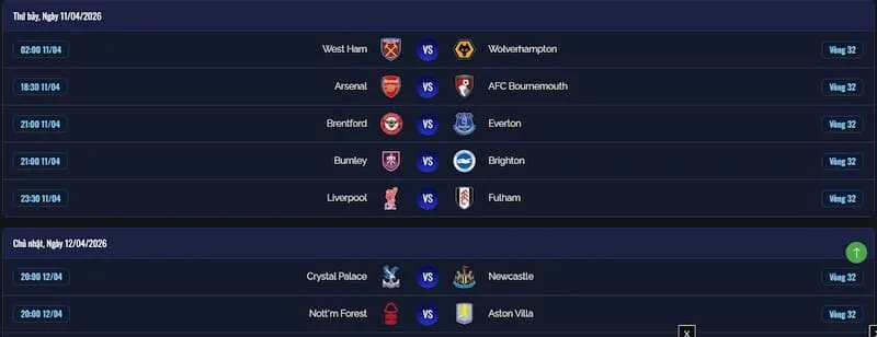 BongdaNET 66 cung cấp đầy đủ lịch đấu 